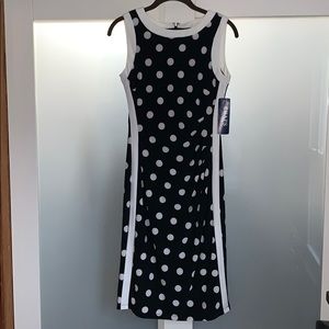 Chaps Polka Dot Fitted Dress -Size S